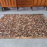 Vintage patchwork cow leather rug, 1970s