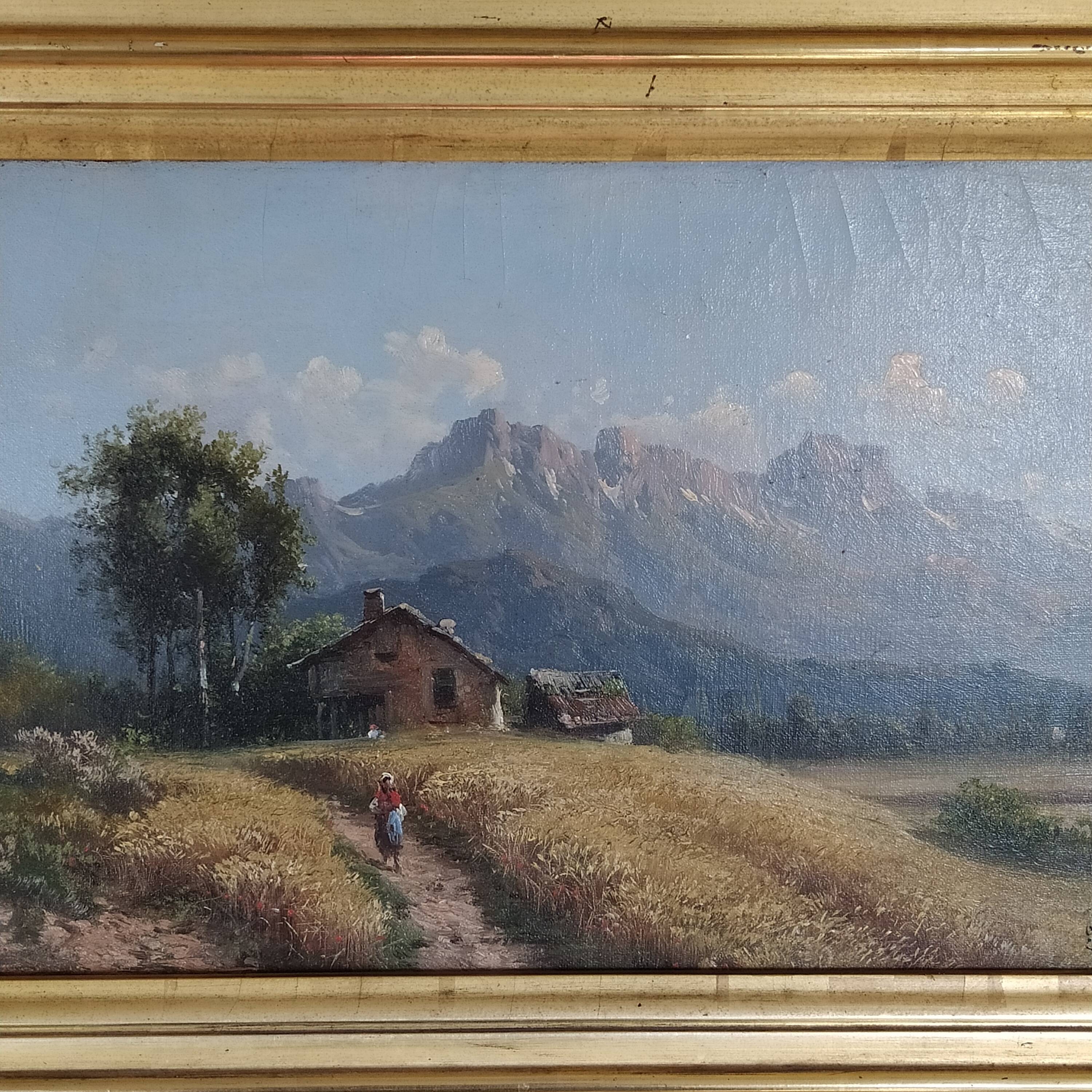 Oil on canvas signed Emile Gochaux Pyrenees, circa 1900