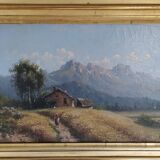 Oil on canvas signed Emile Gochaux Pyrenees, circa 1900