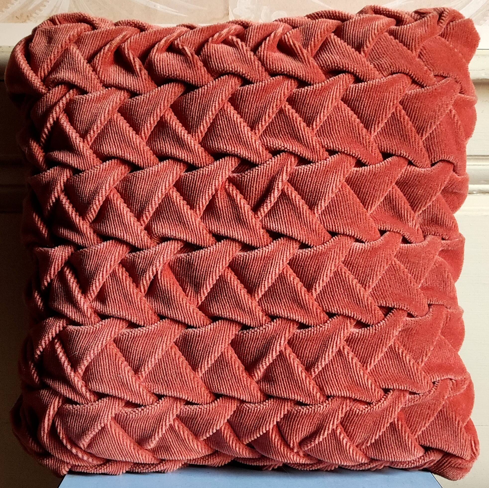 Pleated draped velvet cushion