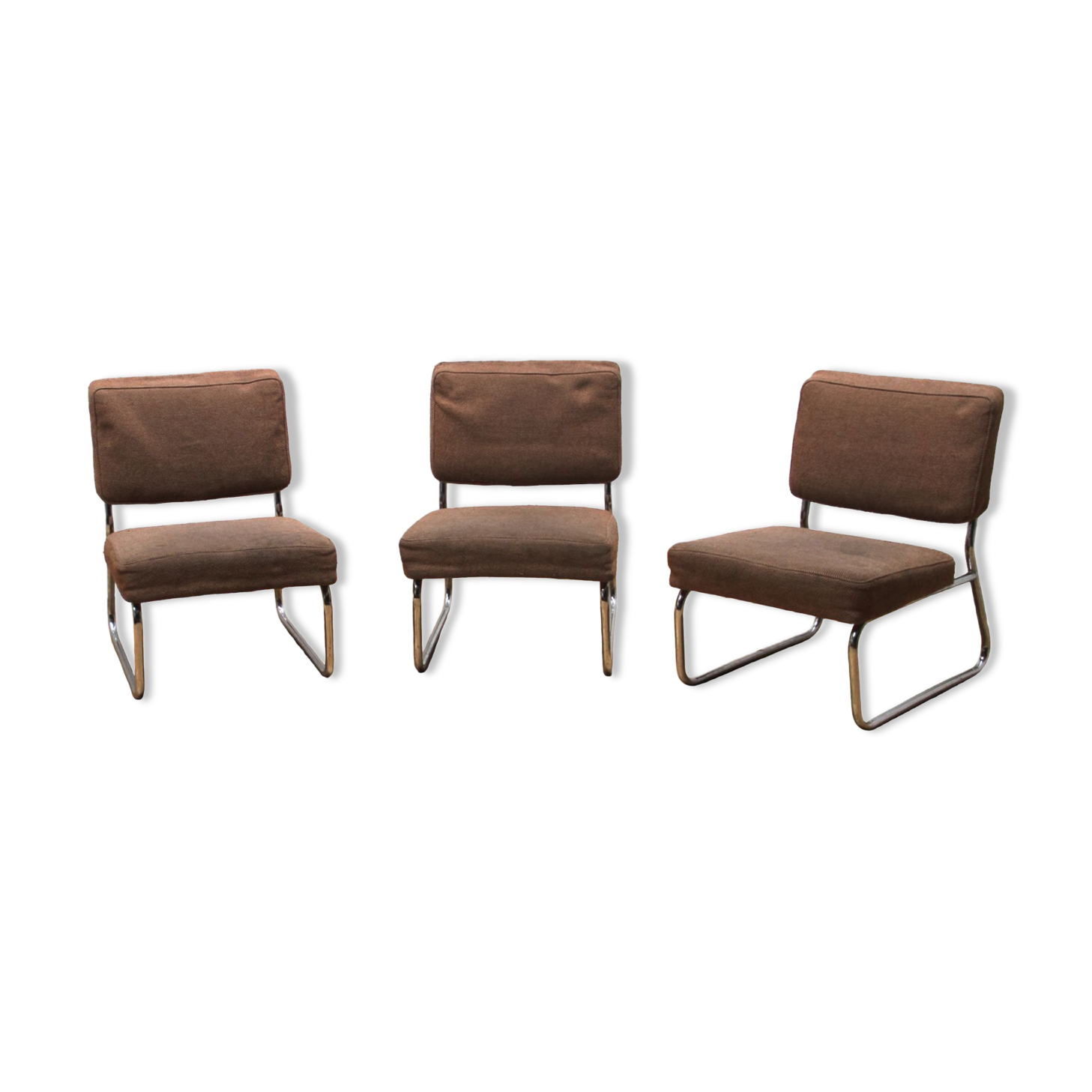Suite of 3 vintage armchairs 50s