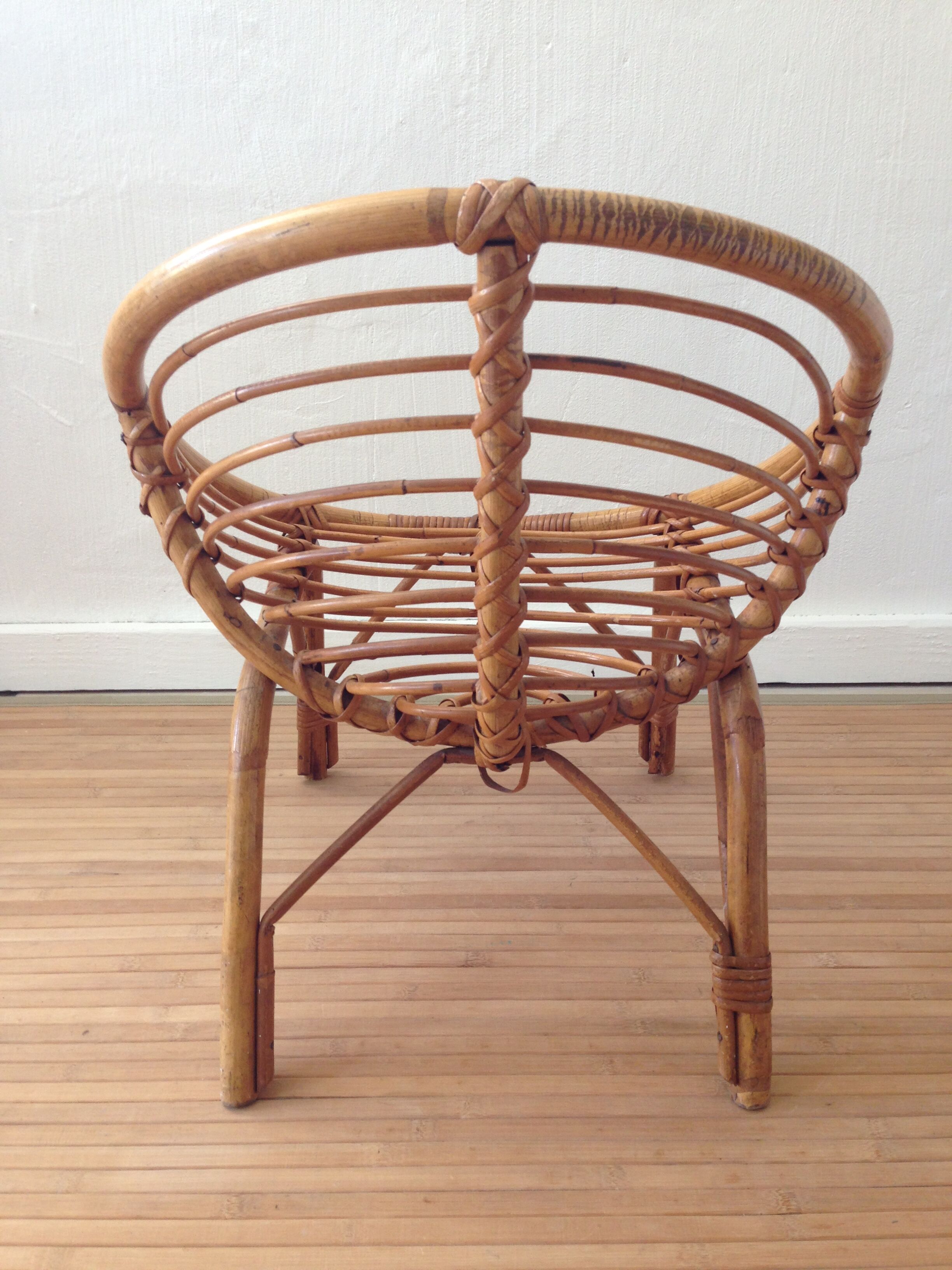 Vintage rattan basket armchair