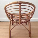 Vintage rattan basket armchair