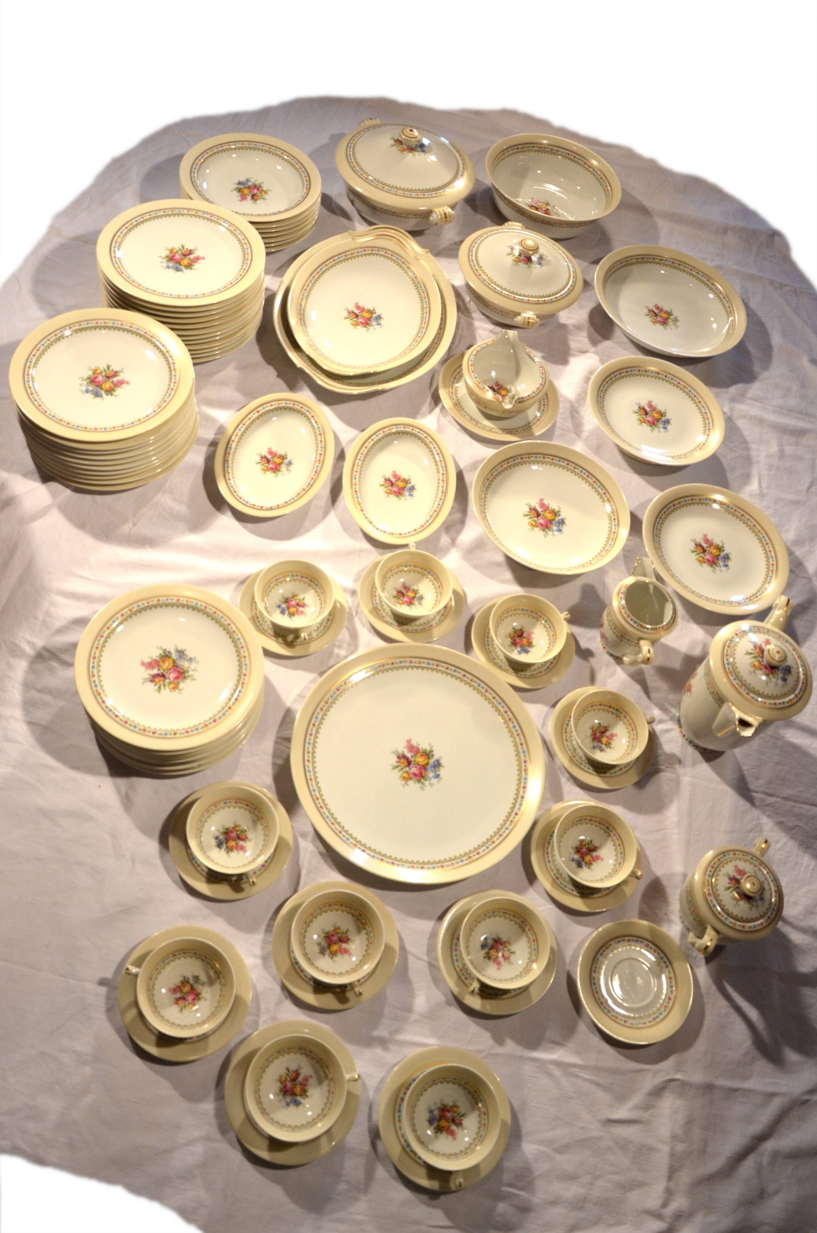 75-piece vintage porcelain table service, Raynaud & Co., Limoges.