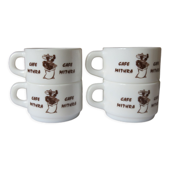 4 espresso cups from Arcopal advertising in very good condition