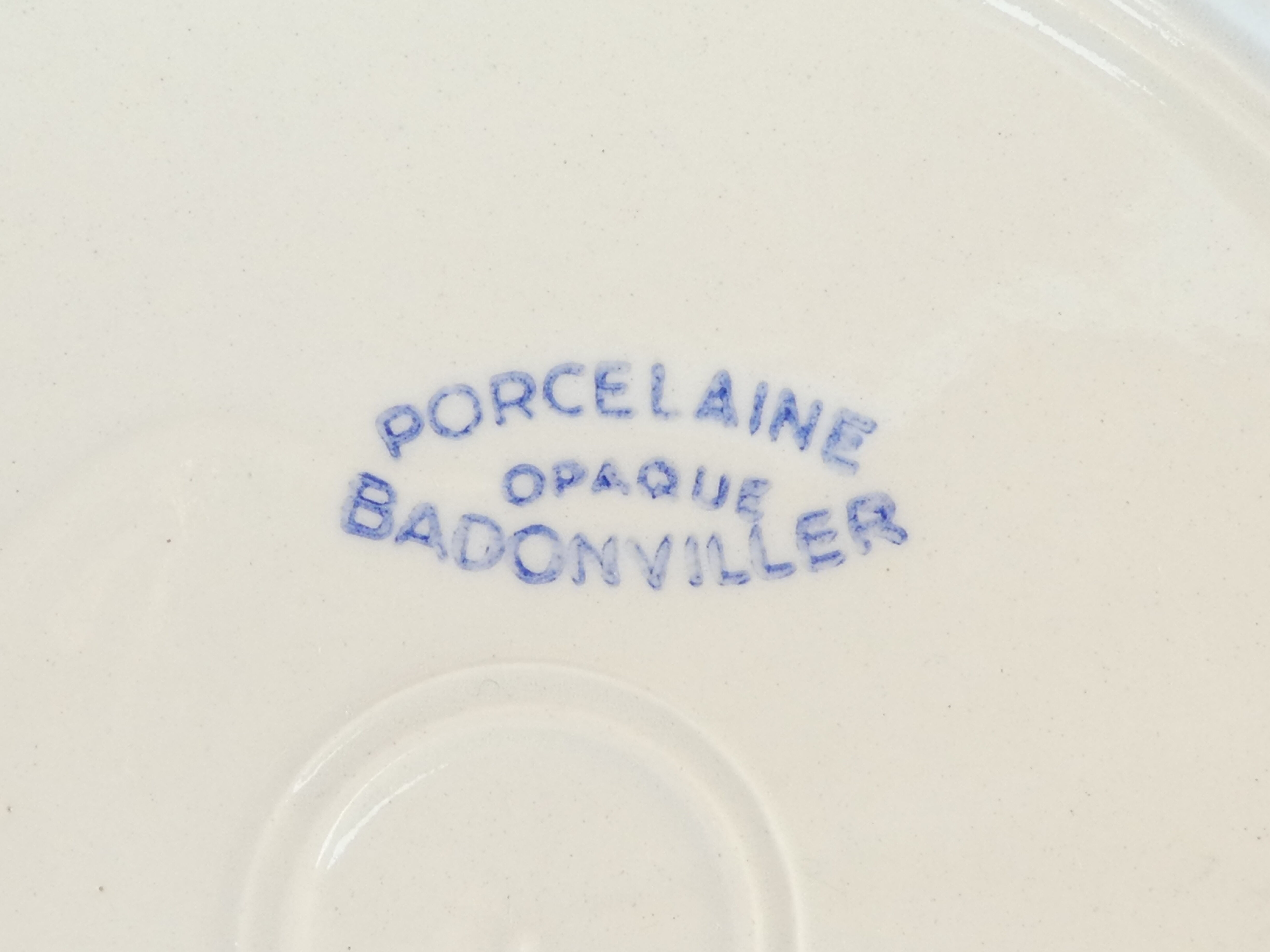 12 flat plates badonviller décor blue flower no digoin nº1