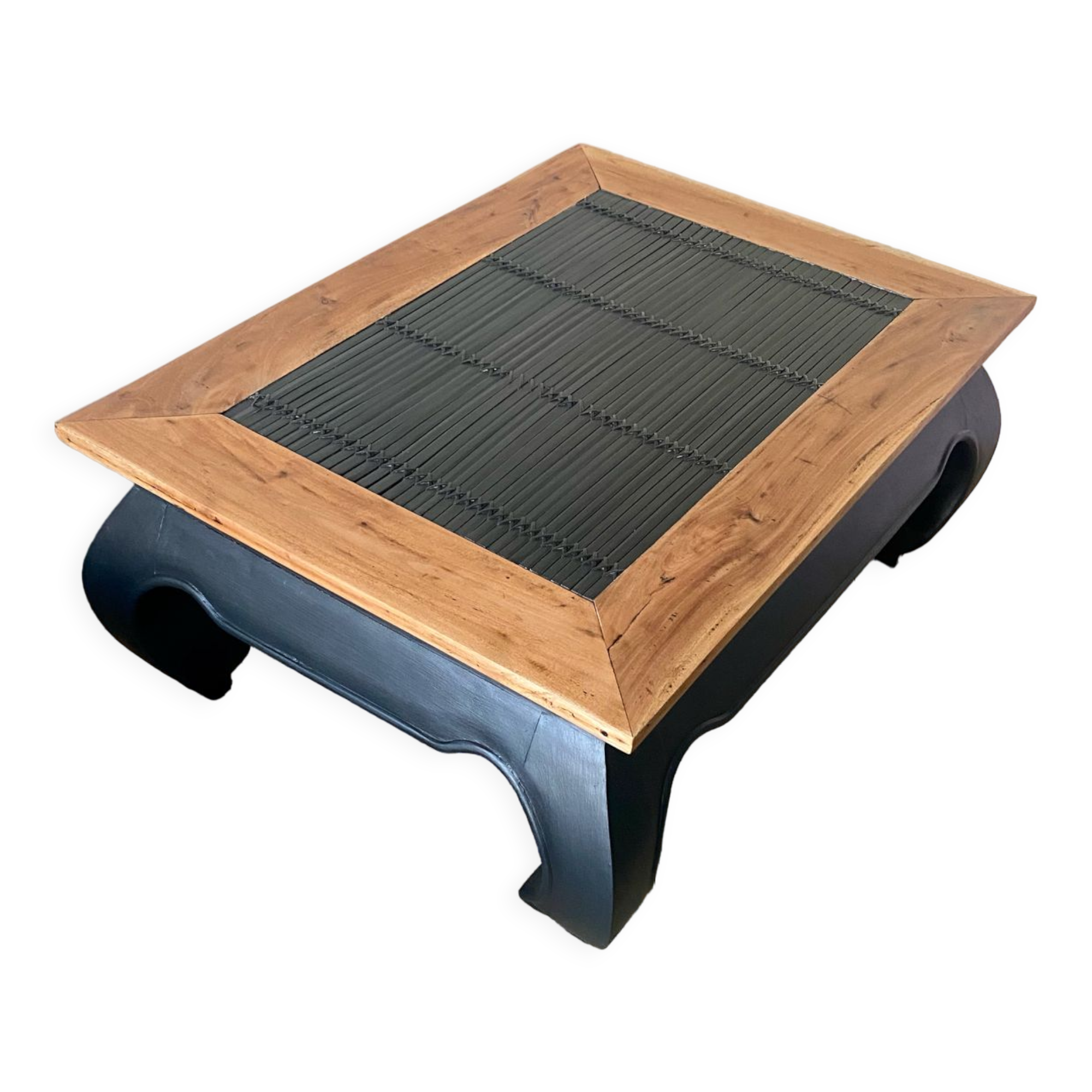 Black Opium and wood coffee table