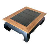 Black Opium and wood coffee table
