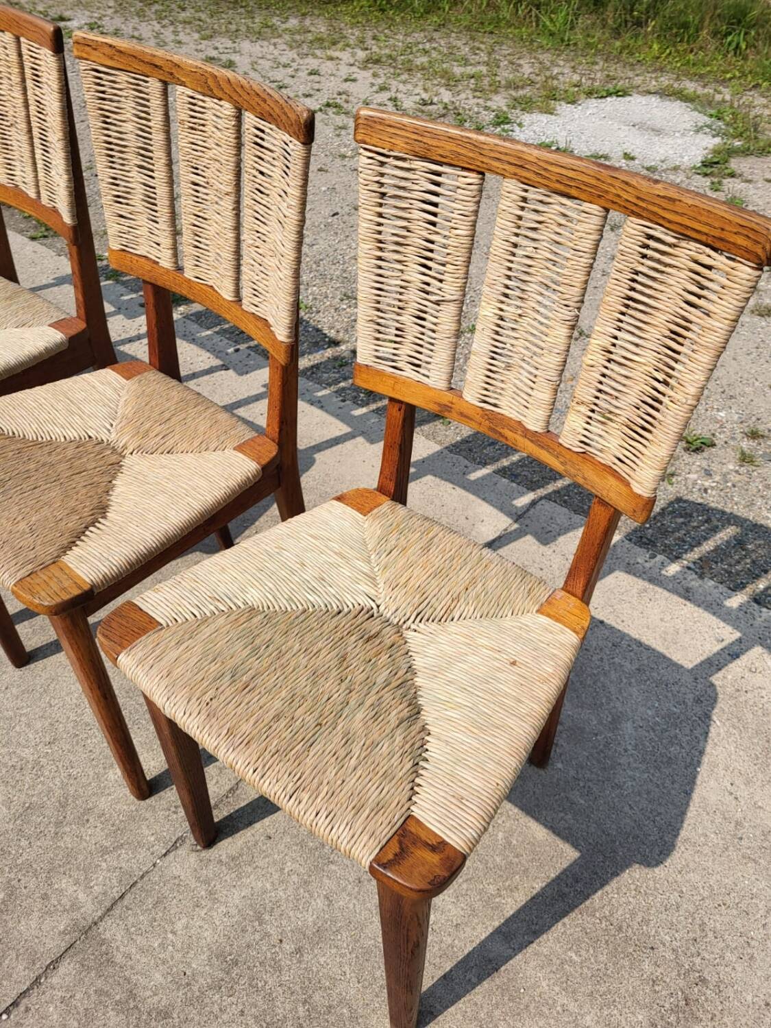 Set 6 vintage Dutch Design chair Mart Stam a2-1 wood rush rustic 1947