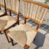 Set 6 vintage Dutch Design chair Mart Stam a2-1 wood rush rustic 1947