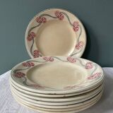 Series of 8 dessert plates 1900 in Longwy earthenware