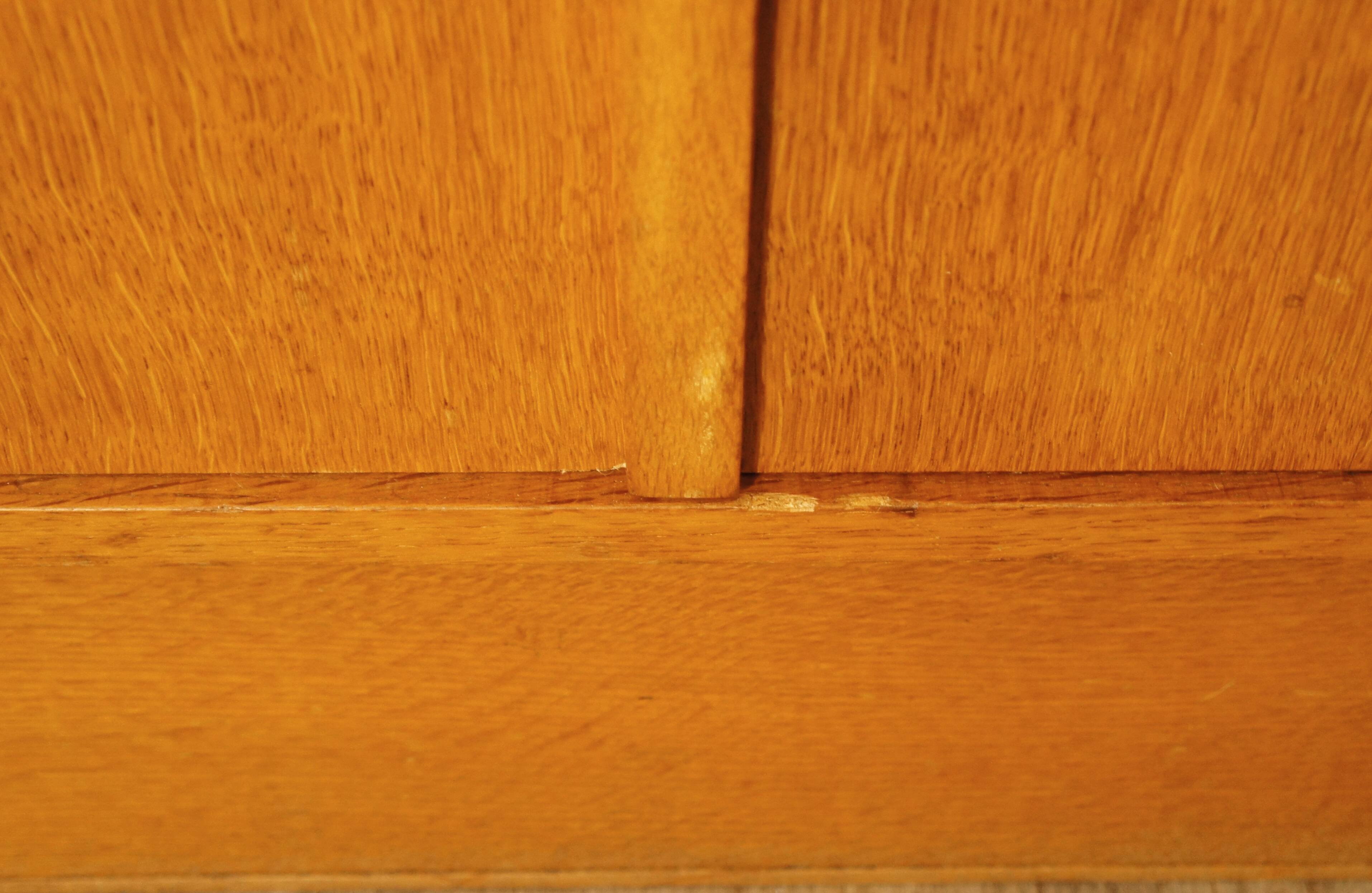 Modernist glass library in blond wood 1960