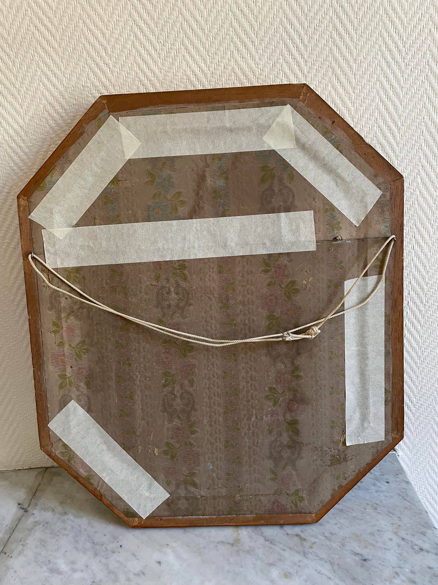 Gold and green wood frame mirror
