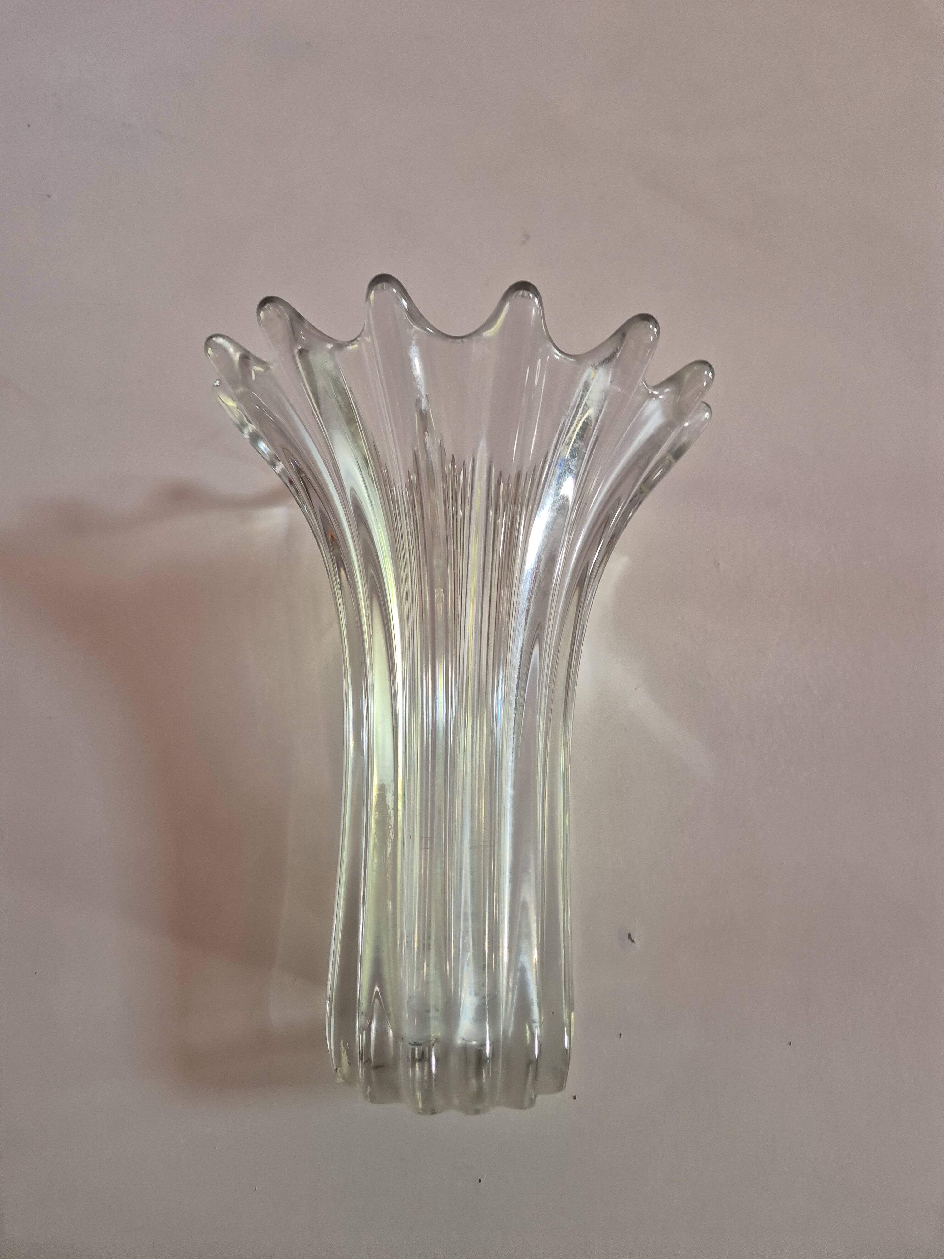 Vintage 60s crystal tulip vase - very heavy, with slight marks