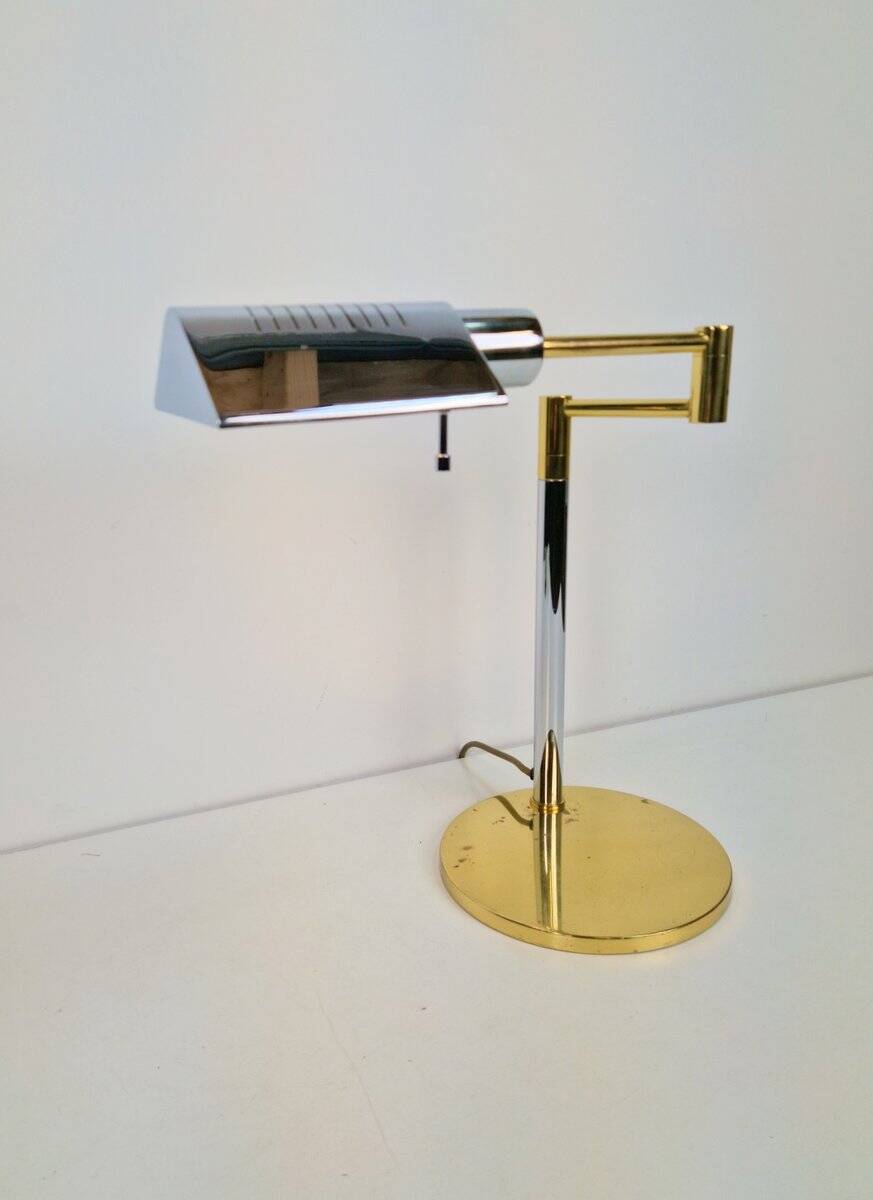Adjustable Brass Chrome Table Lamp from Star Leuchten, Germany, 1970s