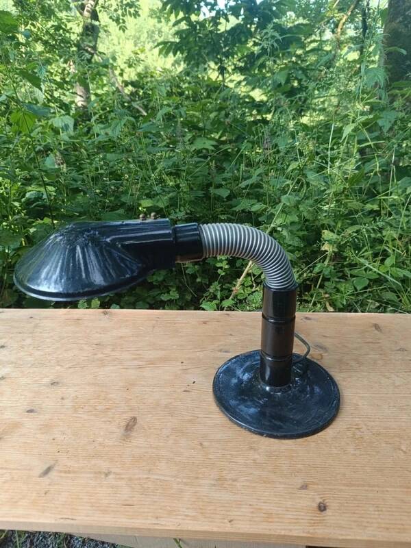 Large vintage black bedside desk lamp from the 1960s