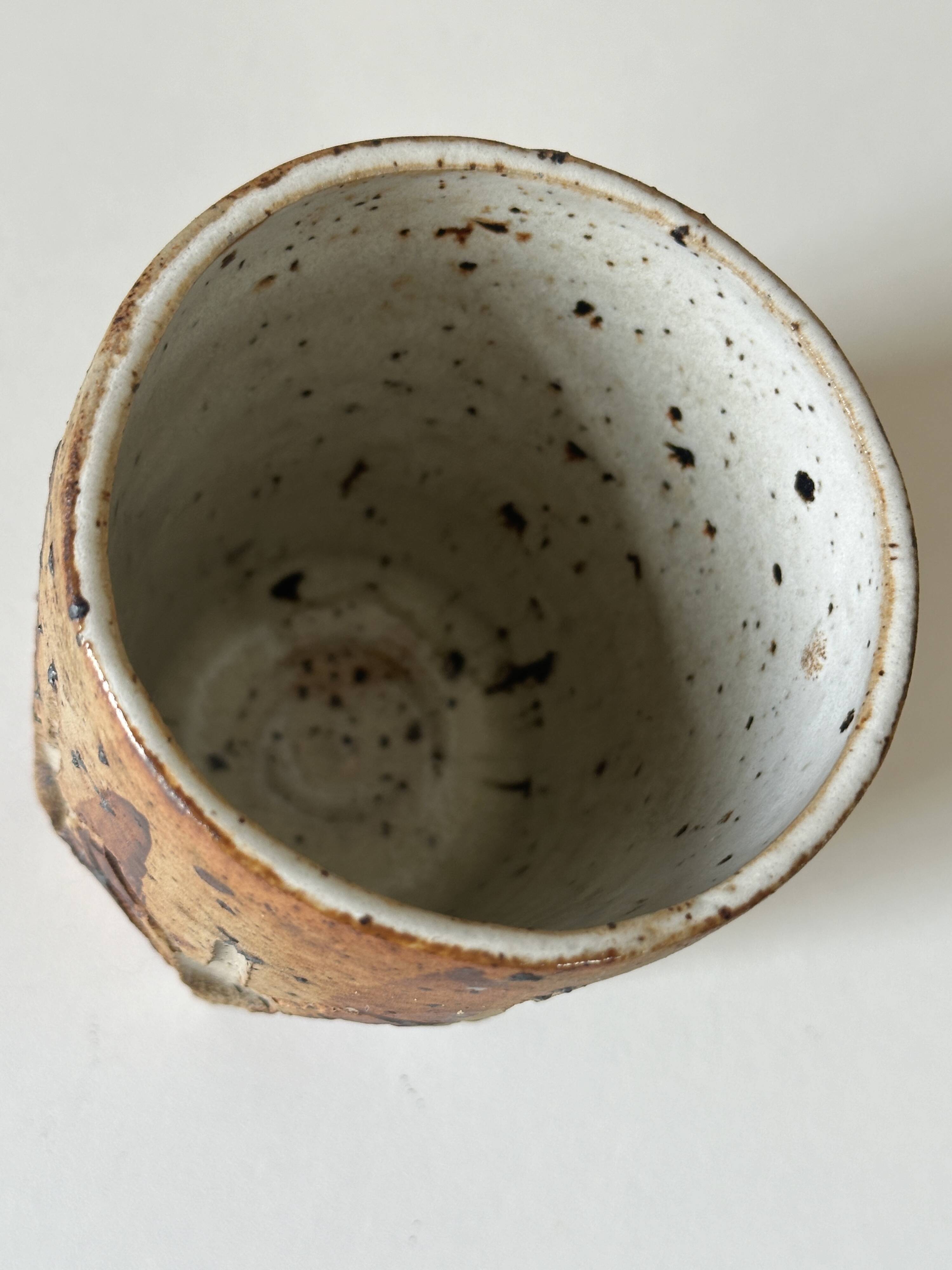 Vintage scarified stoneware vase pot from the 60s