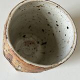 Vintage scarified stoneware vase pot from the 60s