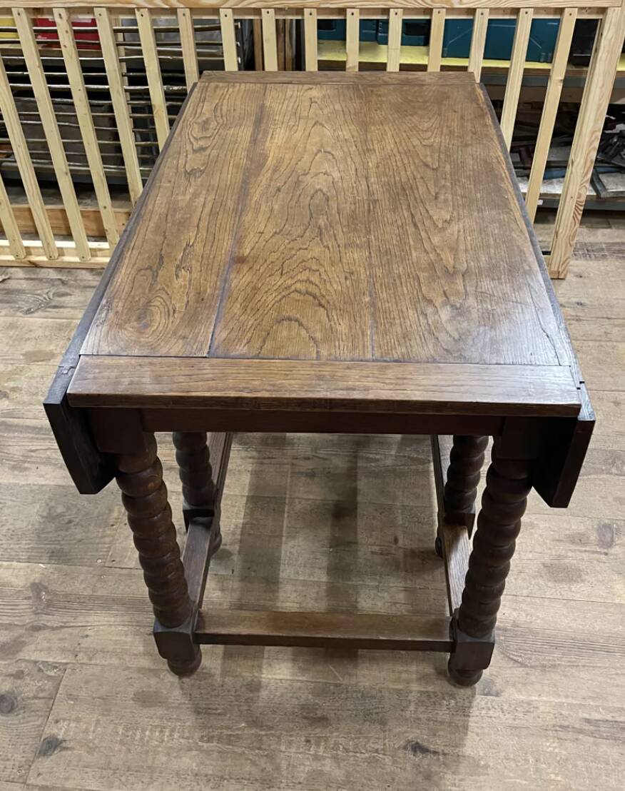 Solid wood farmhouse table with drop-leaves