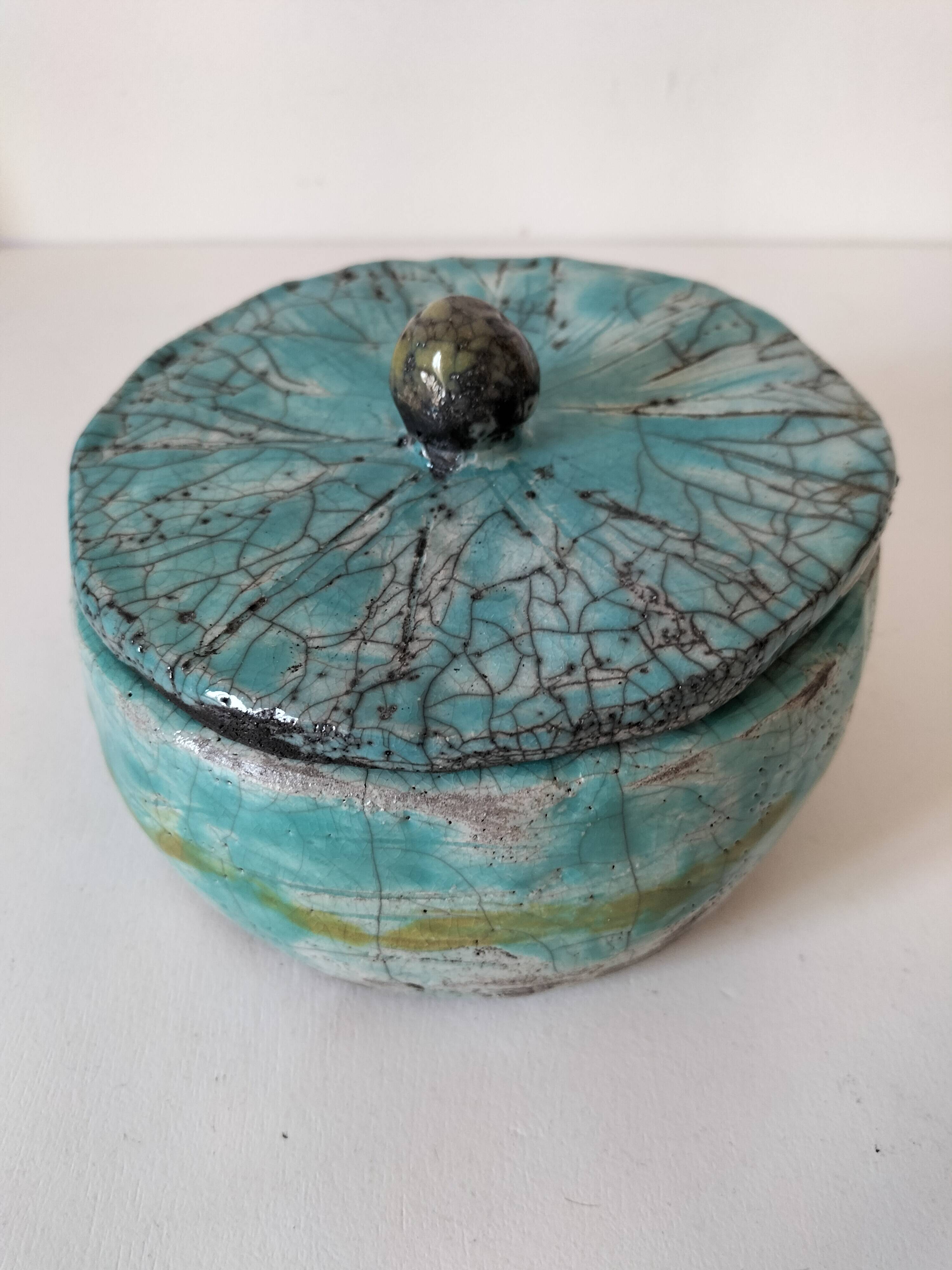 Raku-style handcrafted ceramic box