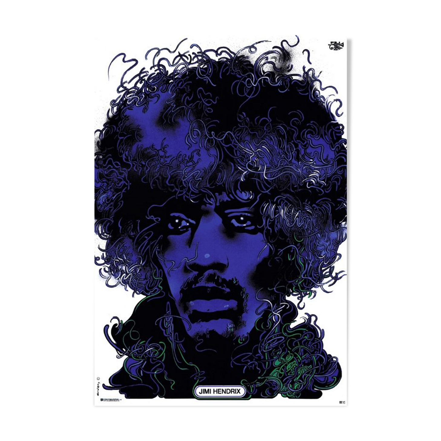 "Jimi Hendrix" polish poster by Waldemar Swierzy, official reprint 1974
