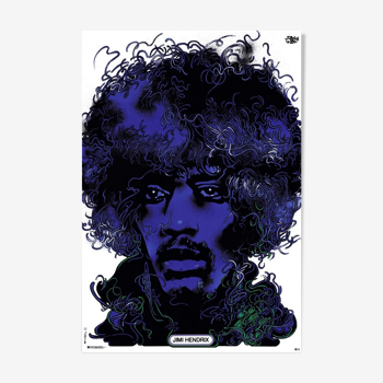 Affiche polonaise «Jimi Hendrix» par Waldemar Swierzy, réimpression officielle 1974