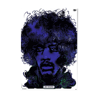 Affiche polonaise «Jimi Hendrix» par Waldemar Swierzy, réimpression officielle 1974