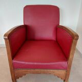 Raspberry red art deco armchair