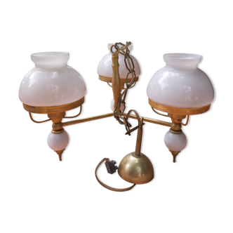 Lustre opaline 3 globes