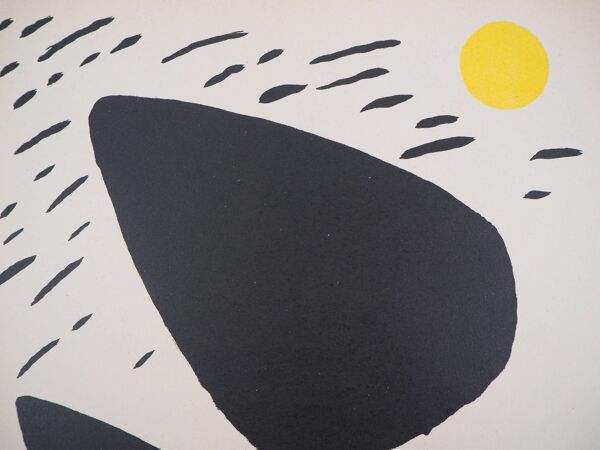 Joan miro : poésie de l'espace : formes en mouvement - lithographie origina