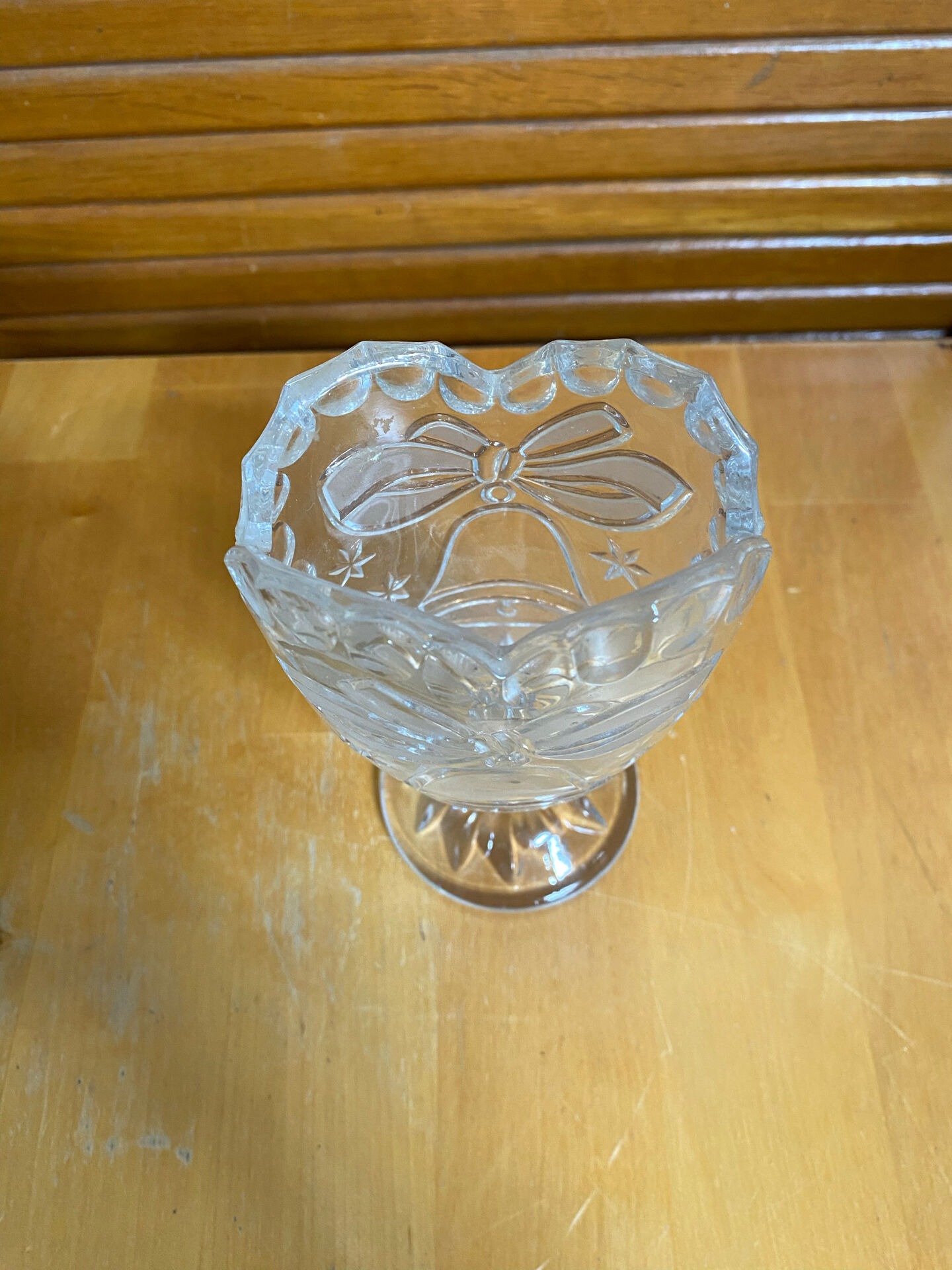 Antique Vase ANNA HUTTE Cut Crystal Bell Shape Vintage #E165