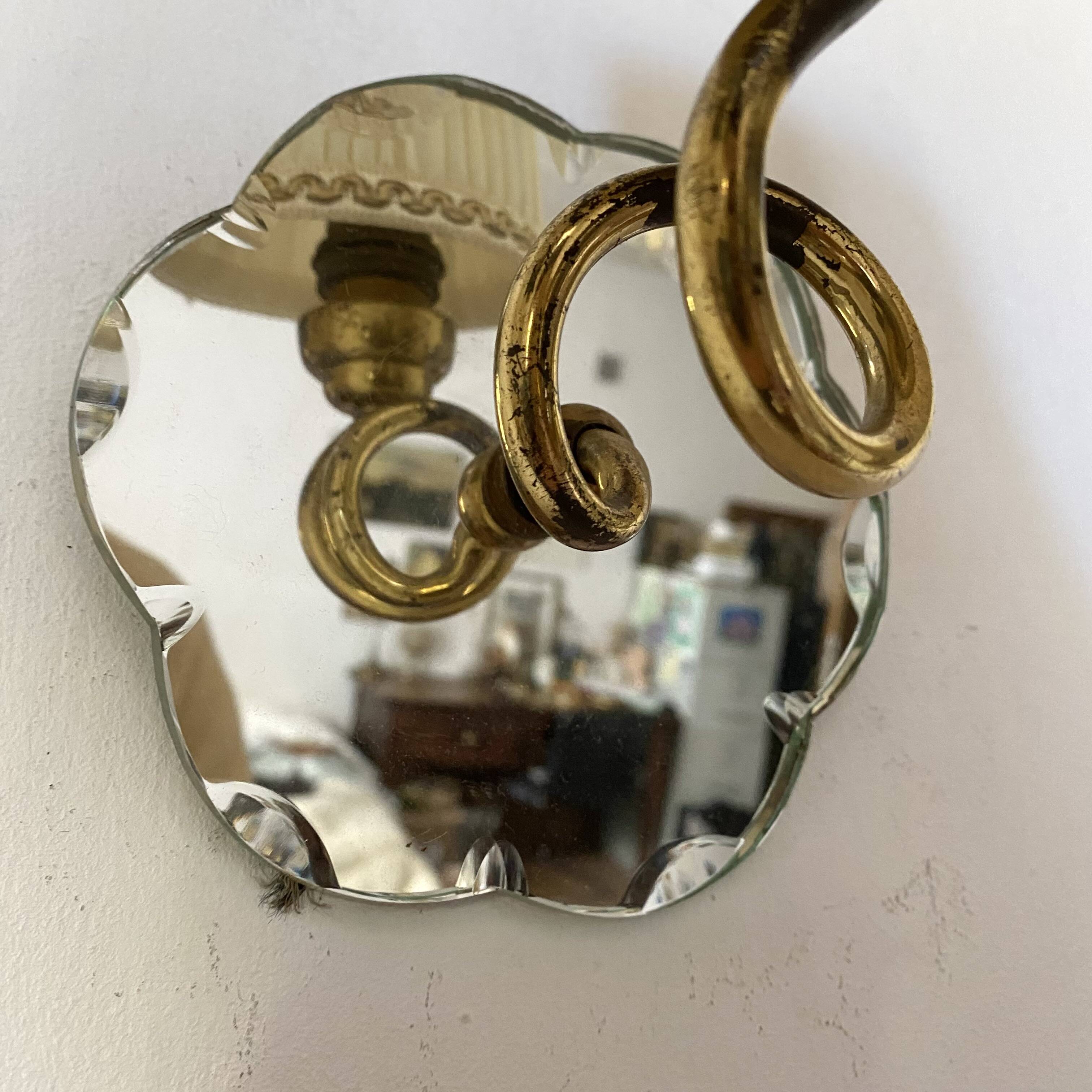 Pair of mirror and brass wall lights from the 50s and 60s