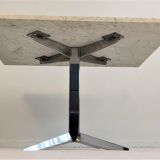 Coffee table Roche Bobois 70's carrara marble and chrome star foot