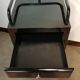 Black hospital/internment bedside table, all metal, compass legs, 1940s industrial.