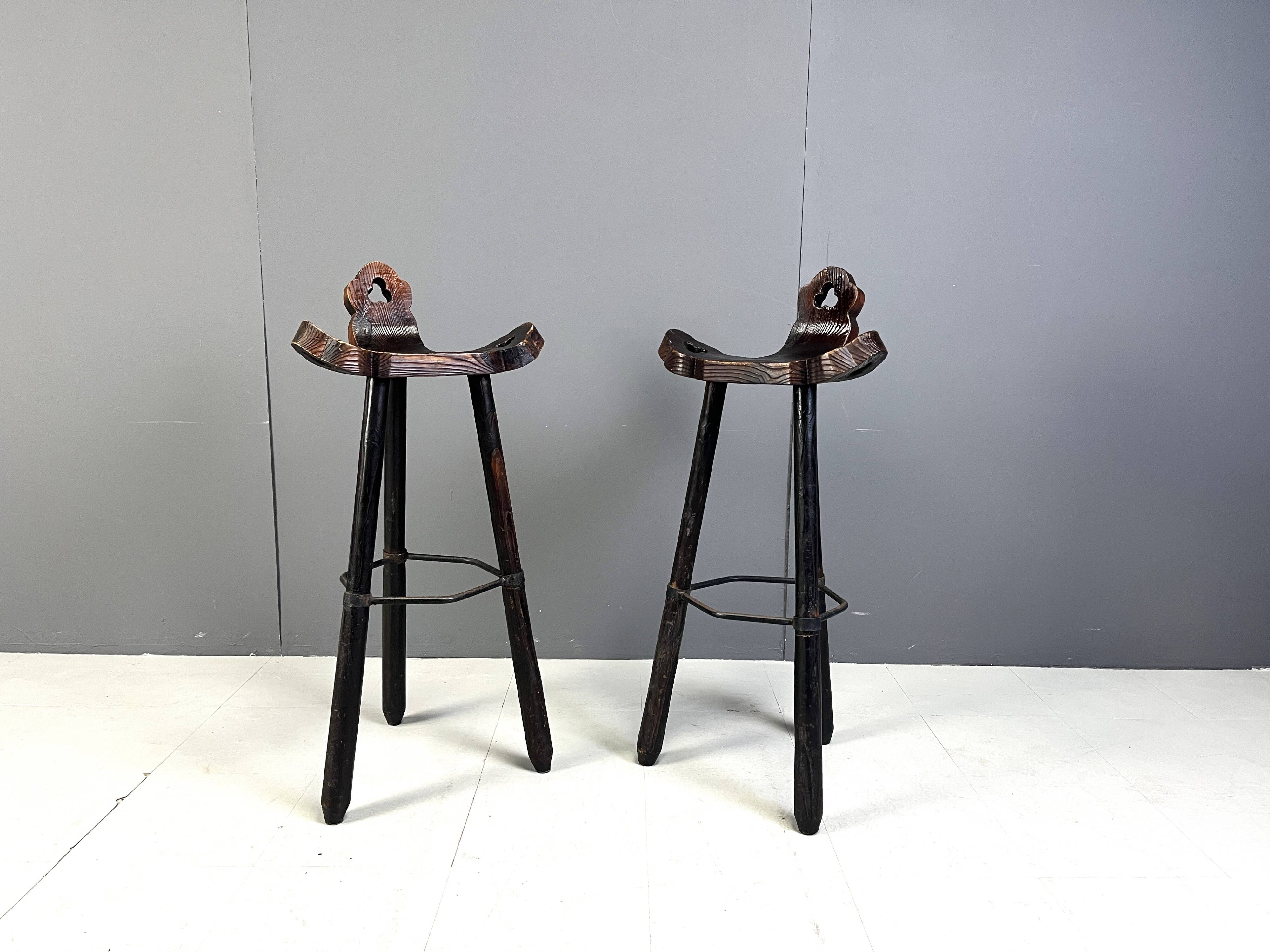 Mid Century Brutalist Bar Stools - Set of 2, 1960s