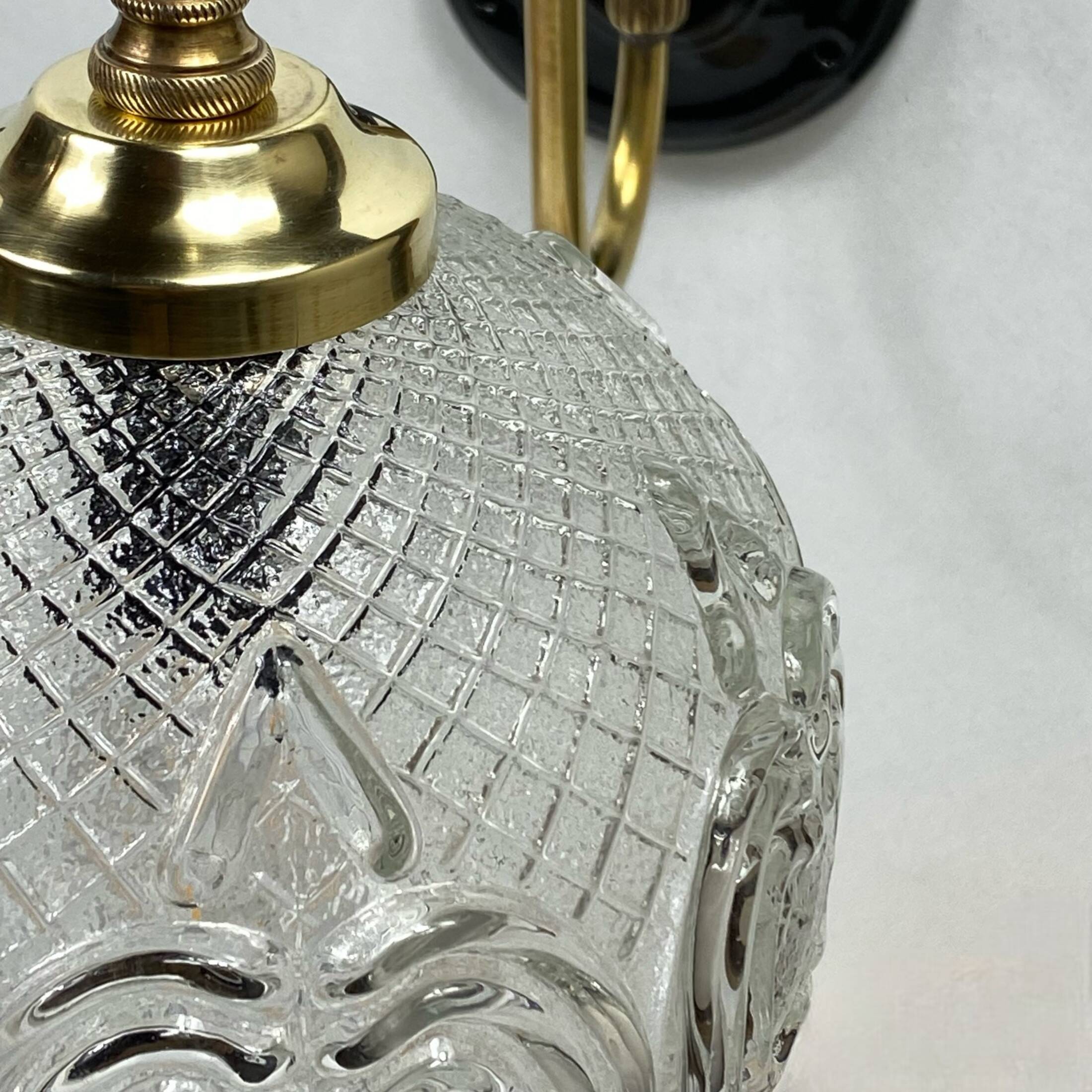 Grande paire d'appliques murales ancienne globe en verre col de cygne en laiton LAMP-7172