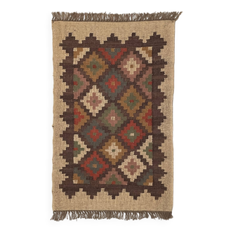 Tapis Kilim tissé à la main en jute et laine, côté de lit, décoration intérieure, hall d'entrée, balcon, TAPIS.