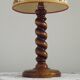 French Vintage Round Wooden Barley Twist Table Lamp With Floral Shade