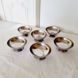 Lot de 6 tasses vintage pour desserts, glaces ou sauces en acier mat de haute qualité datant des ann