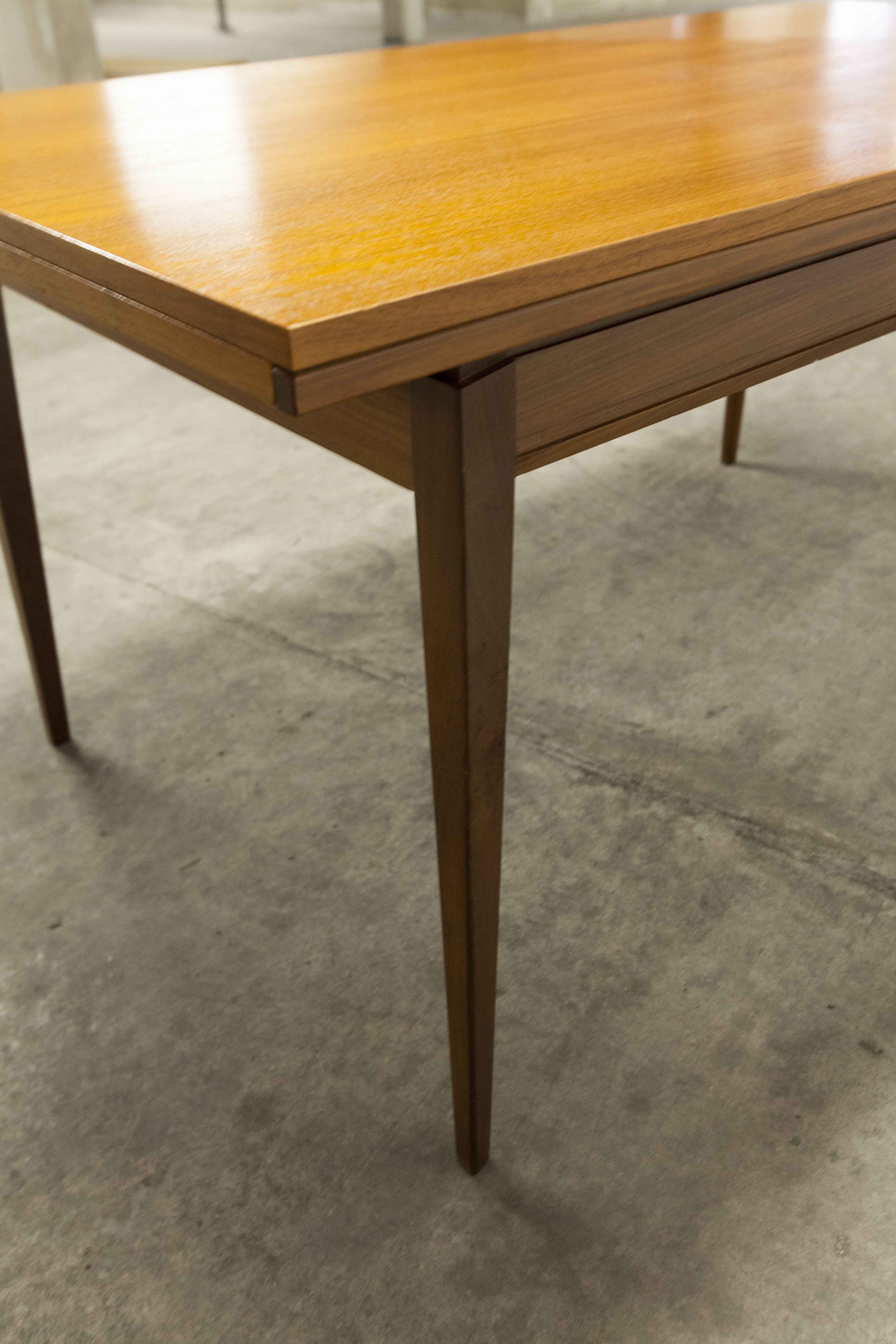 60's rectangular Scandinavian table with extension cords