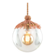 Art Deco Italian Pink Fabric and Brass Globe Pendant Lamp