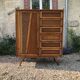 Wooden and rattan chest of drawers