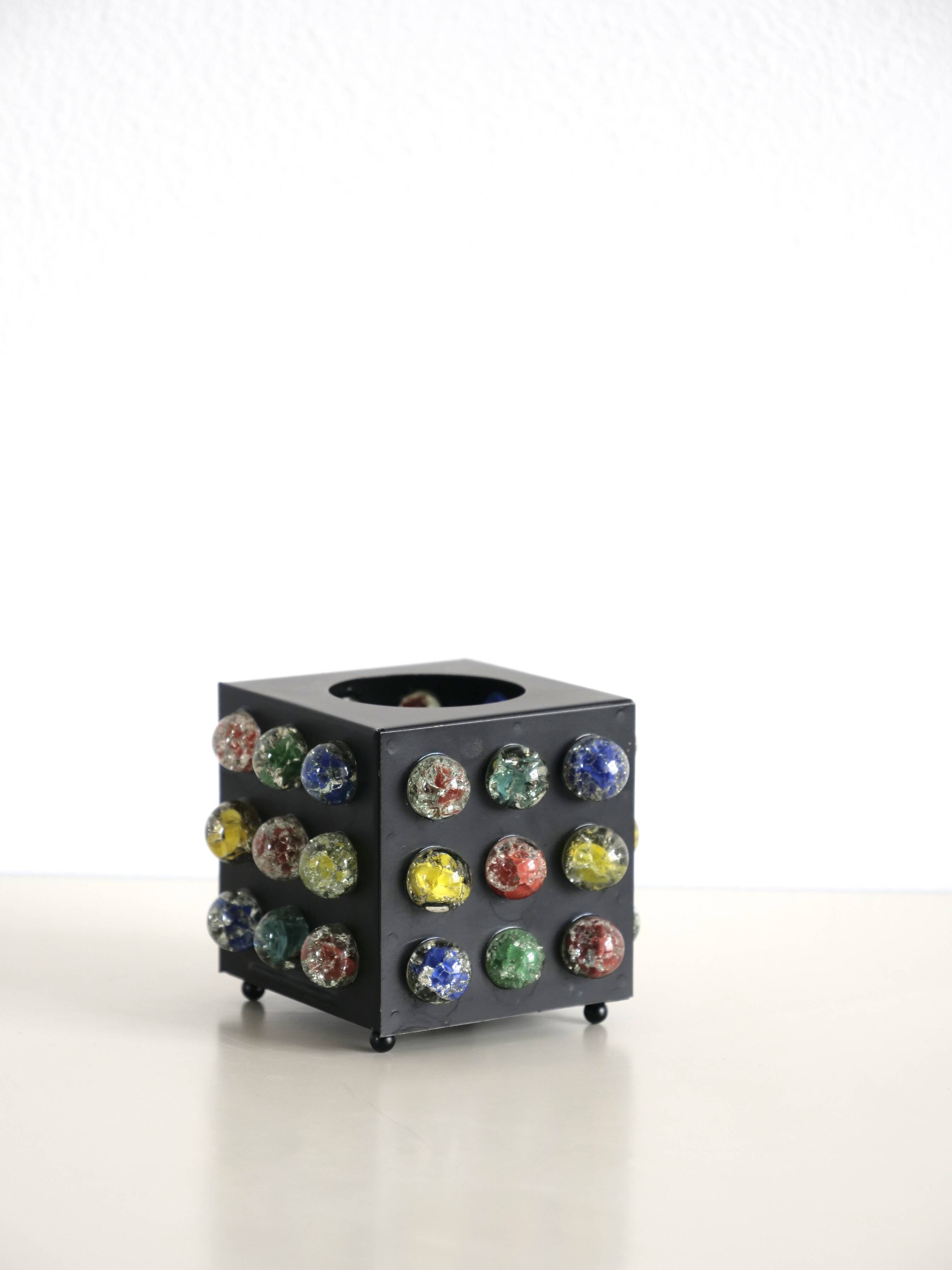 Japanese tealight holder of colored glass beads