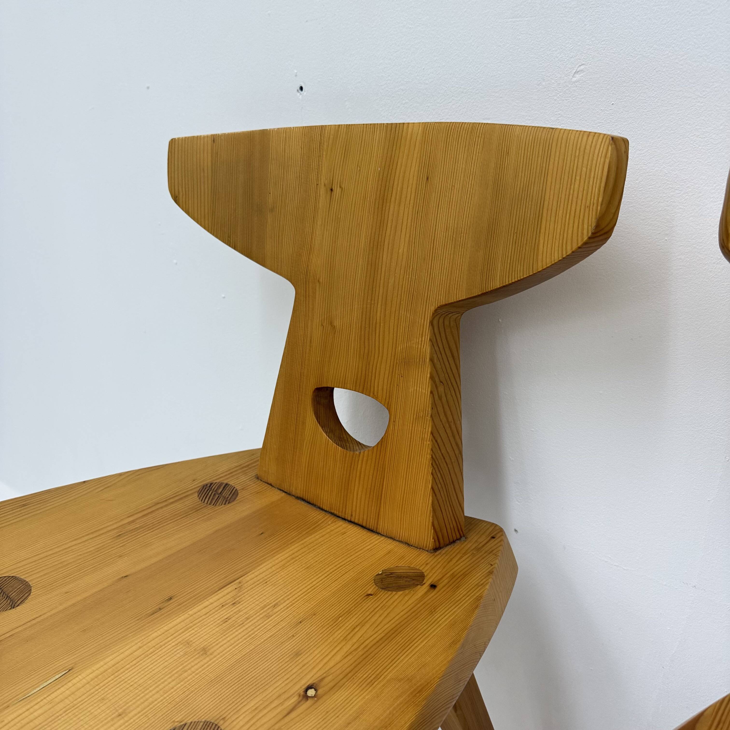 Jacob Kielland-Brandt dining chairs solid pine Denmark , 1960s