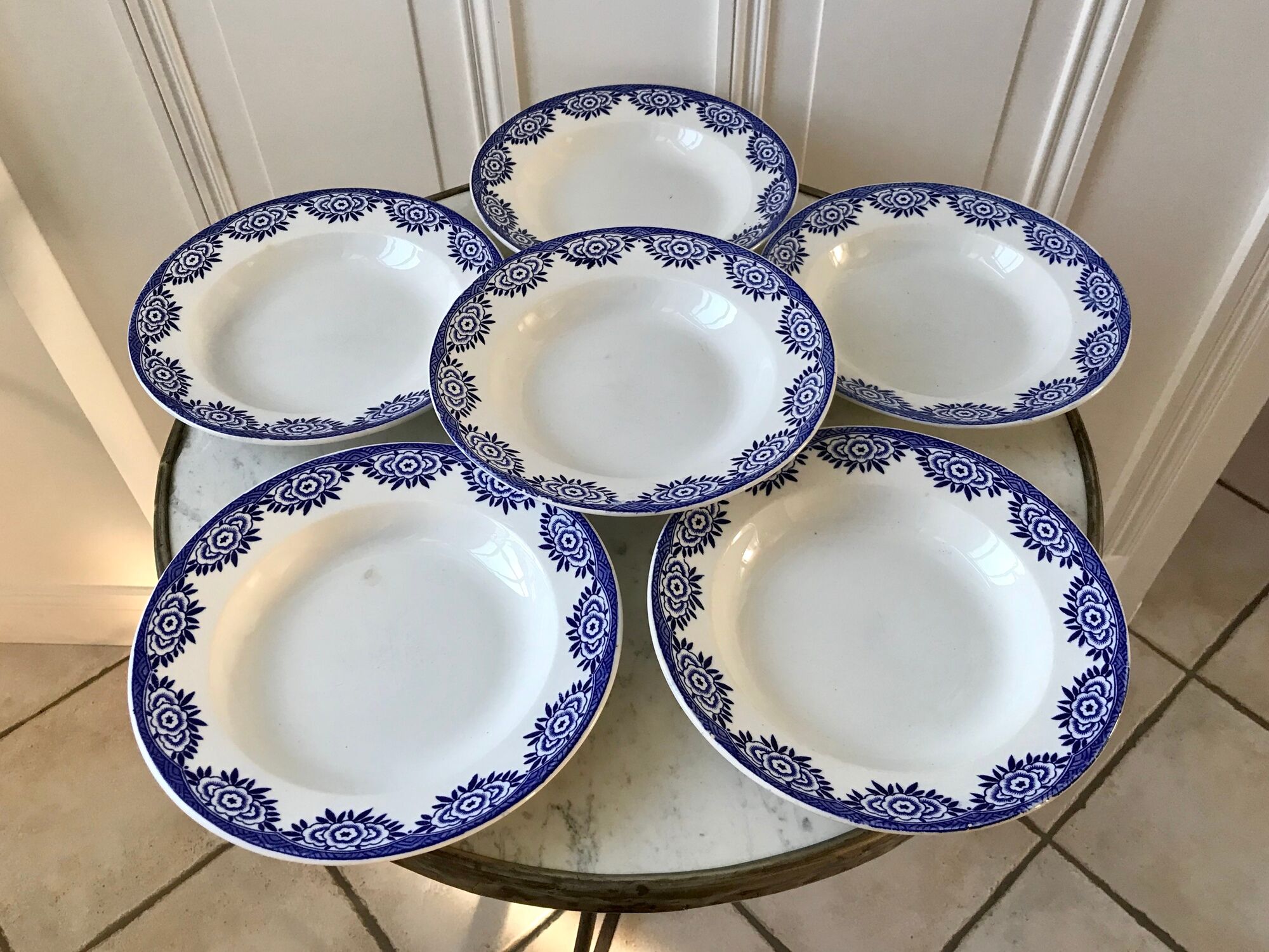 Set of 6 hollow plates Digoin Sarreguemines model Capri Casino 50s