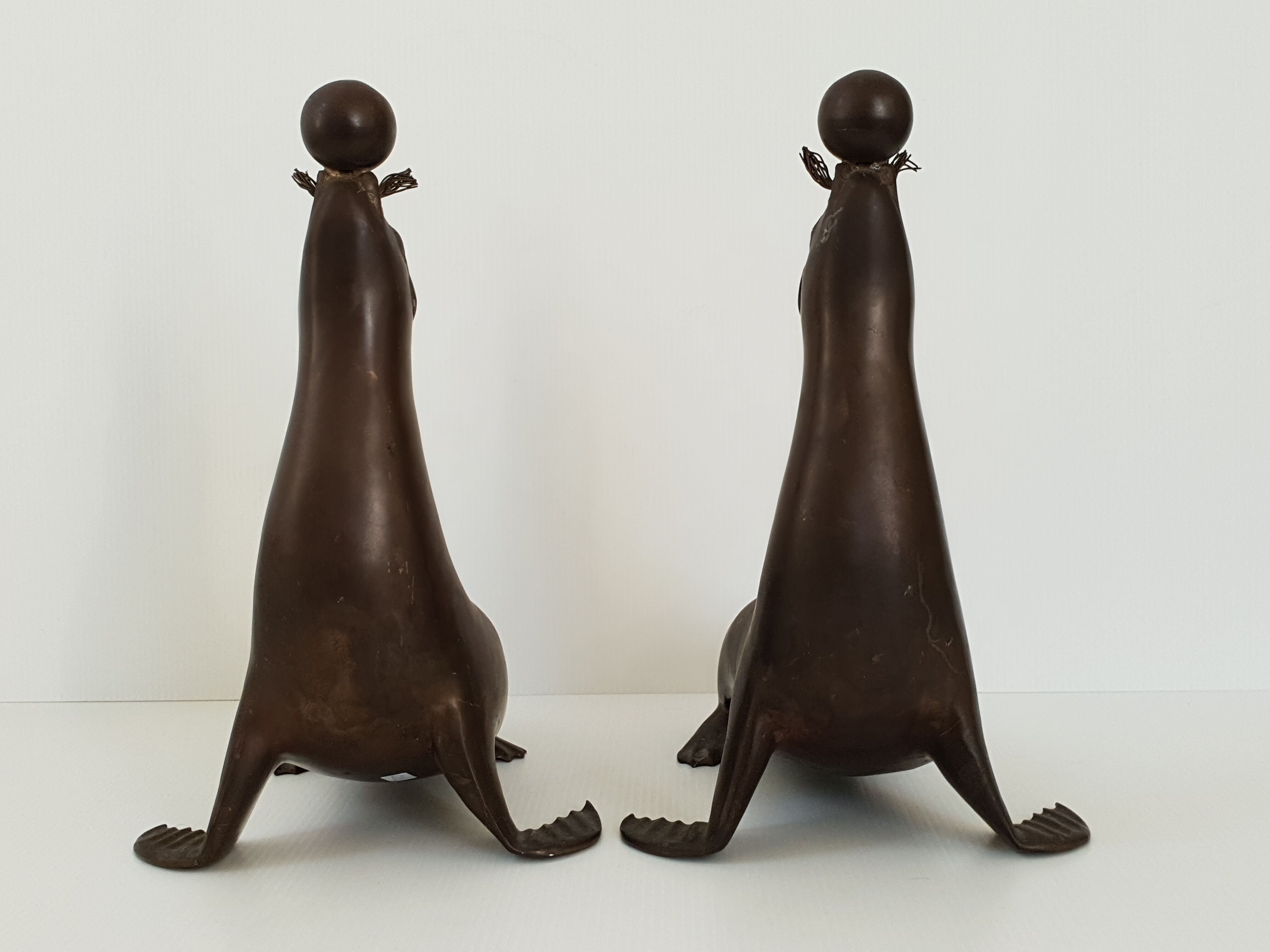 Pair of 1950 vintage sea lion bookends