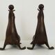 Pair of 1950 vintage sea lion bookends
