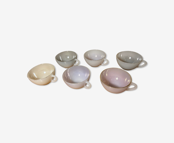 Ensemble de 6 tasses arcopal en opaline pastel