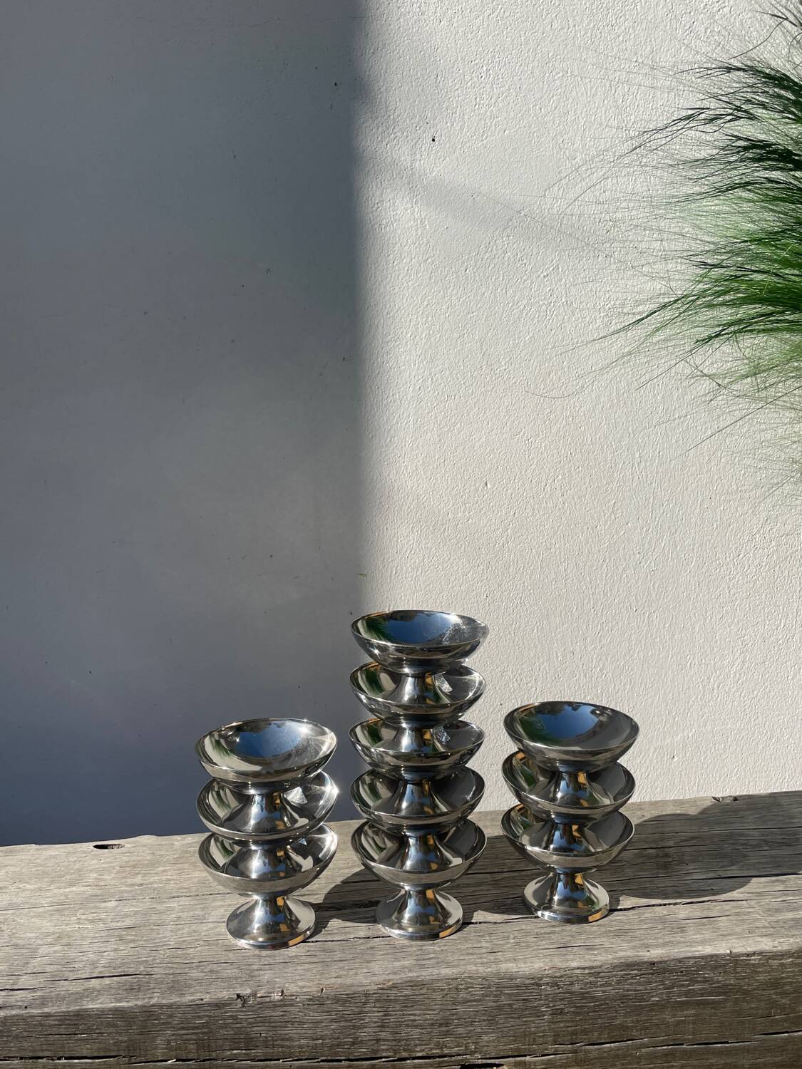 10 stainless steel cups 1970