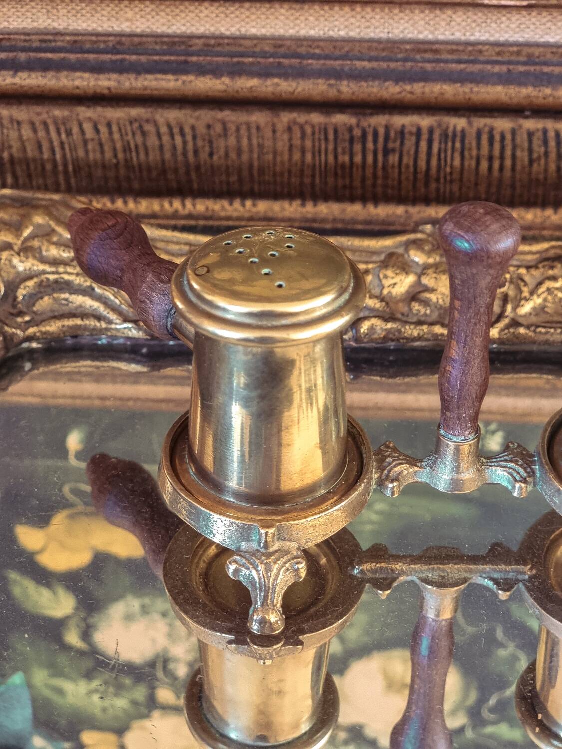 Brass salt and pepper shakers